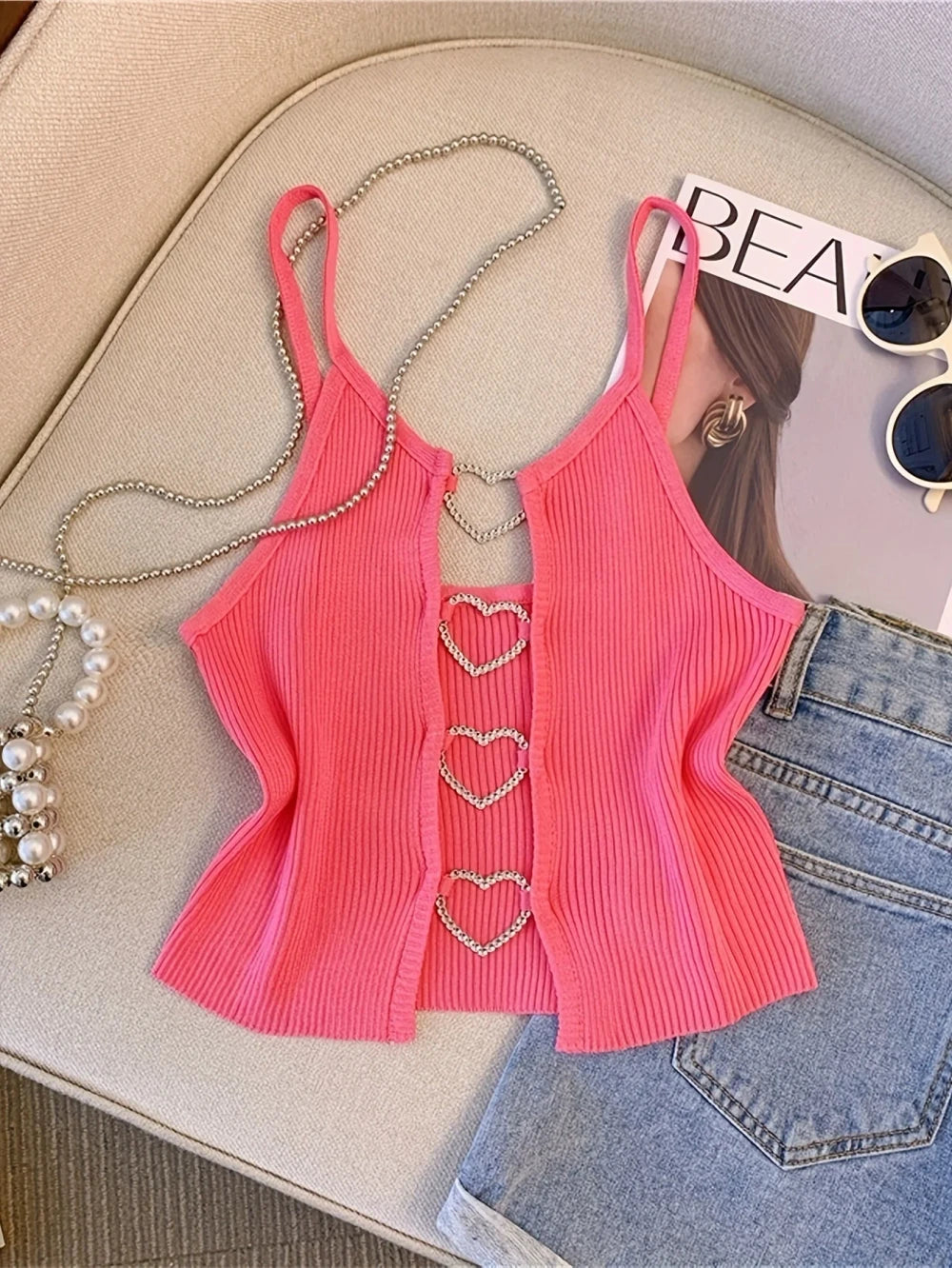 Ribbed Heart Back Cami