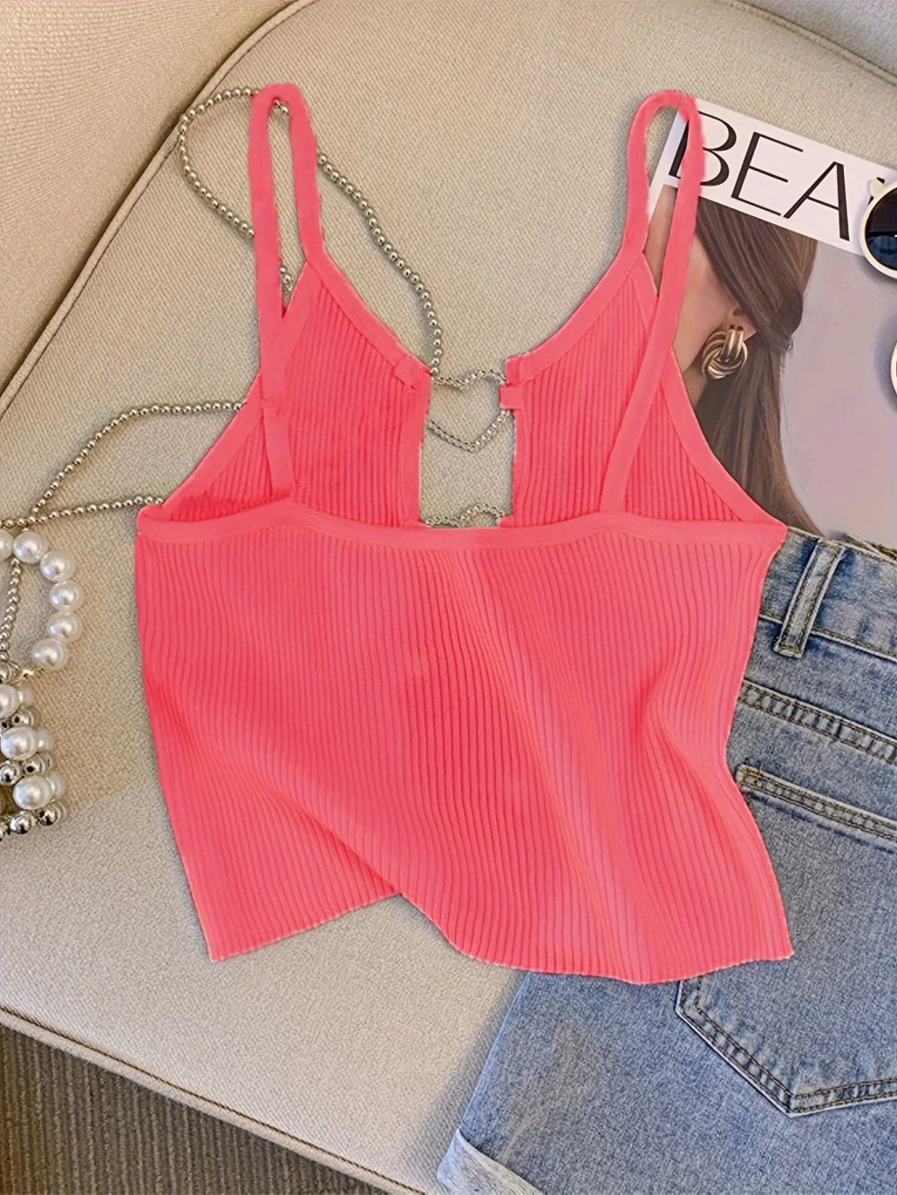 Ribbed Heart Back Cami