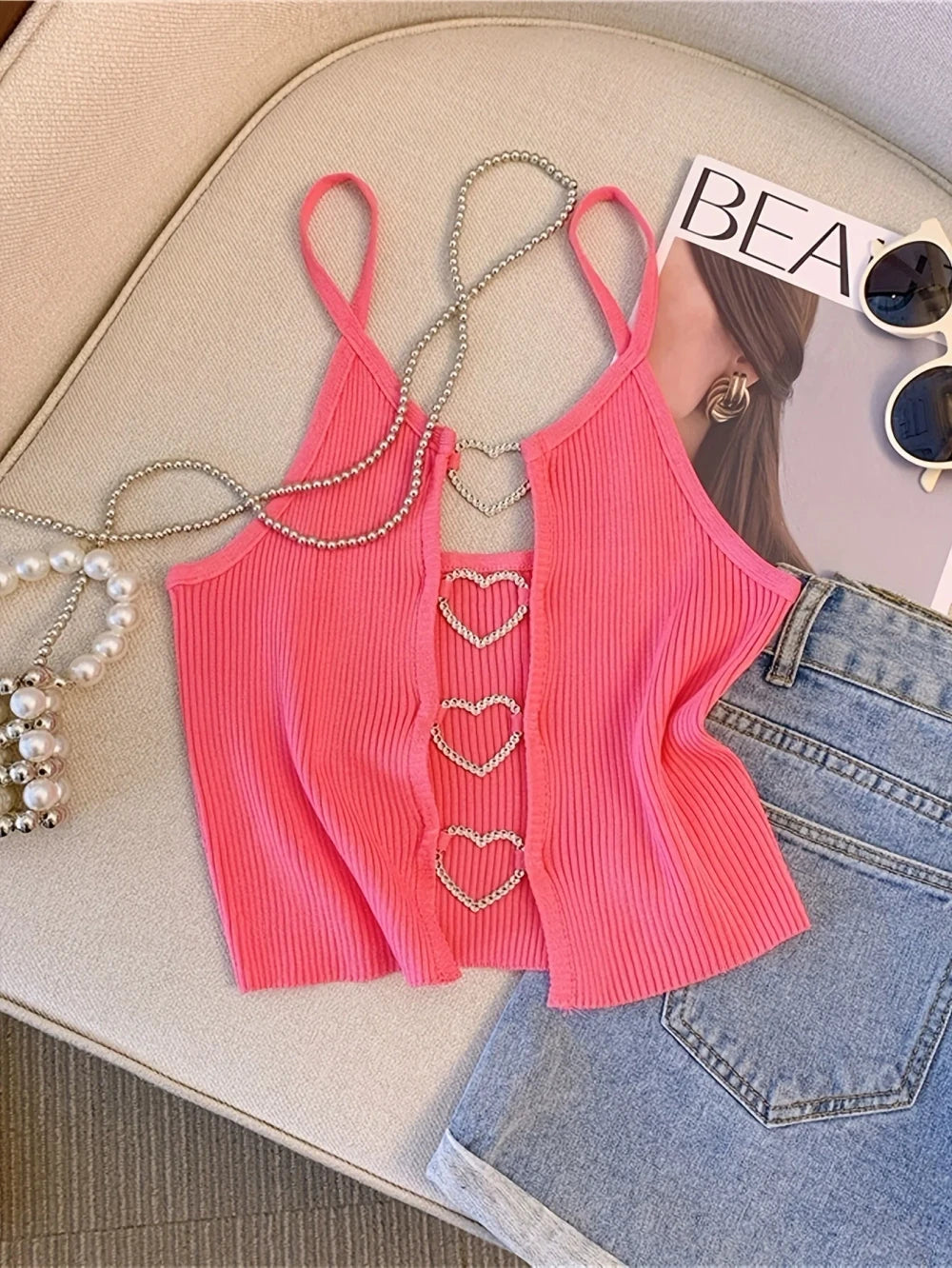 Ribbed Heart Back Cami