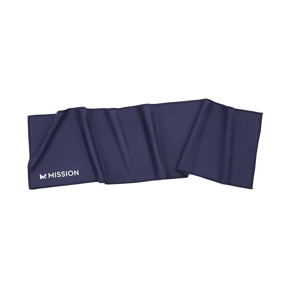 MISSION On-The-Go Cooling Towel - Soft, Lightweight Fabric - Cools Up to 2 Hours - UPF 50 Sun Protection - Machine Washable (Navy)