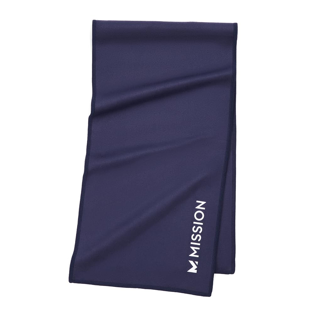 MISSION On-The-Go Cooling Towel - Soft, Lightweight Fabric - Cools Up to 2 Hours - UPF 50 Sun Protection - Machine Washable (Navy)