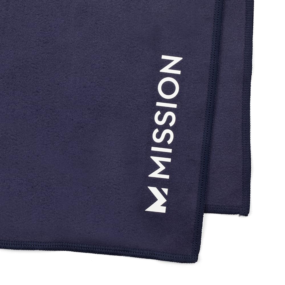 MISSION On-The-Go Cooling Towel - Soft, Lightweight Fabric - Cools Up to 2 Hours - UPF 50 Sun Protection - Machine Washable (Navy)