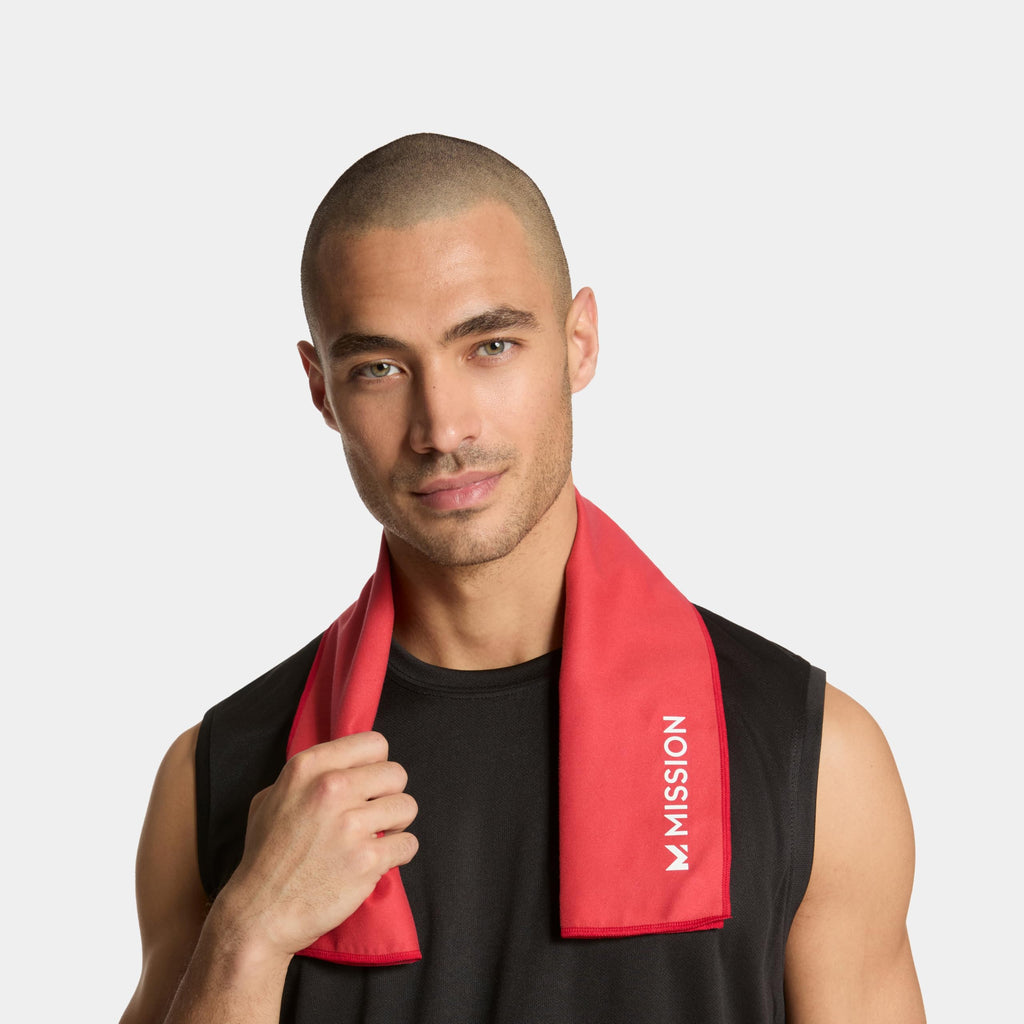 MISSION On-The-Go Cooling Towel - Soft, Lightweight Fabric - Cools Up to 2 Hours - UPF 50 Sun Protection - Machine Washable (Navy)