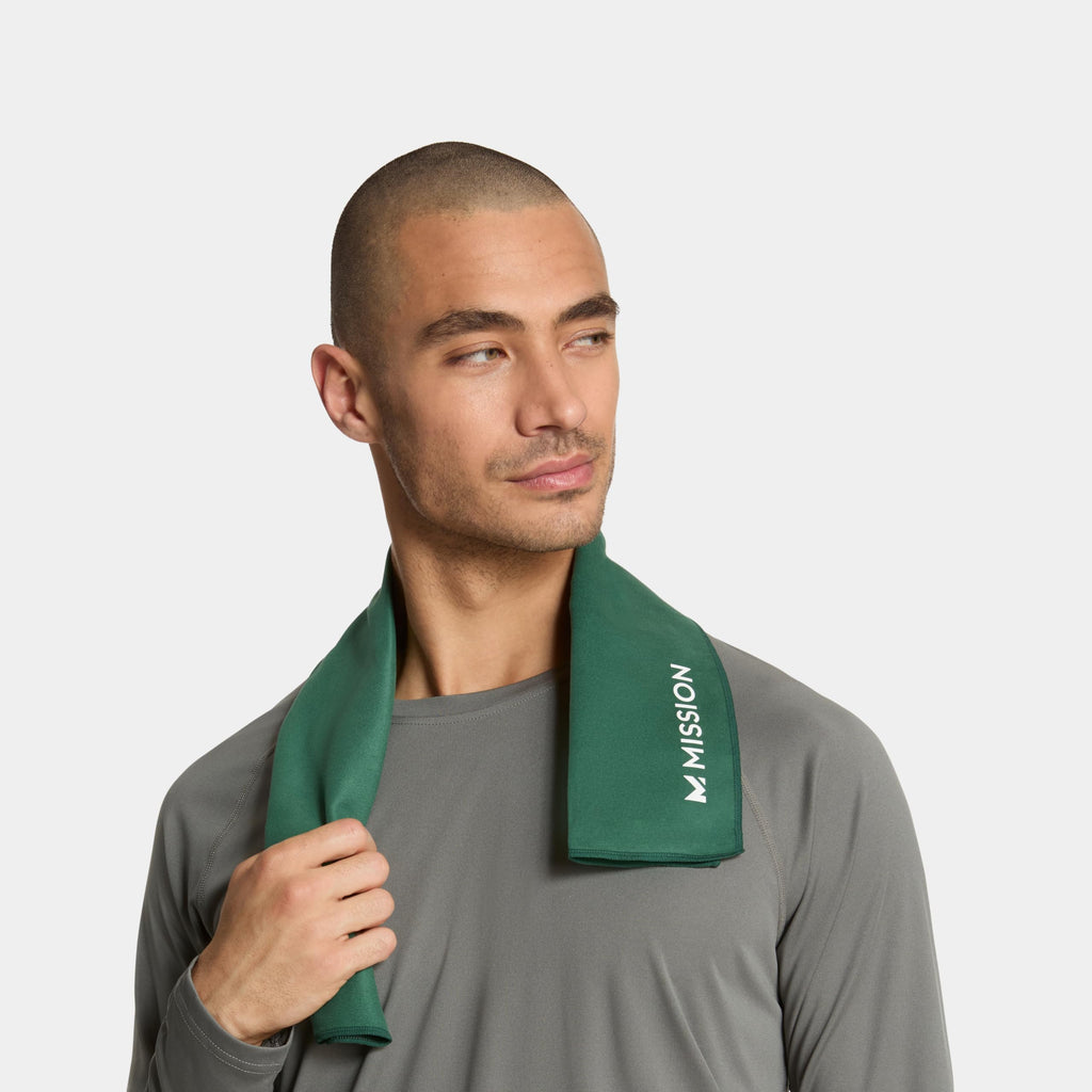 MISSION On-The-Go Cooling Towel - Soft, Lightweight Fabric - Cools Up to 2 Hours - UPF 50 Sun Protection - Machine Washable (Navy)