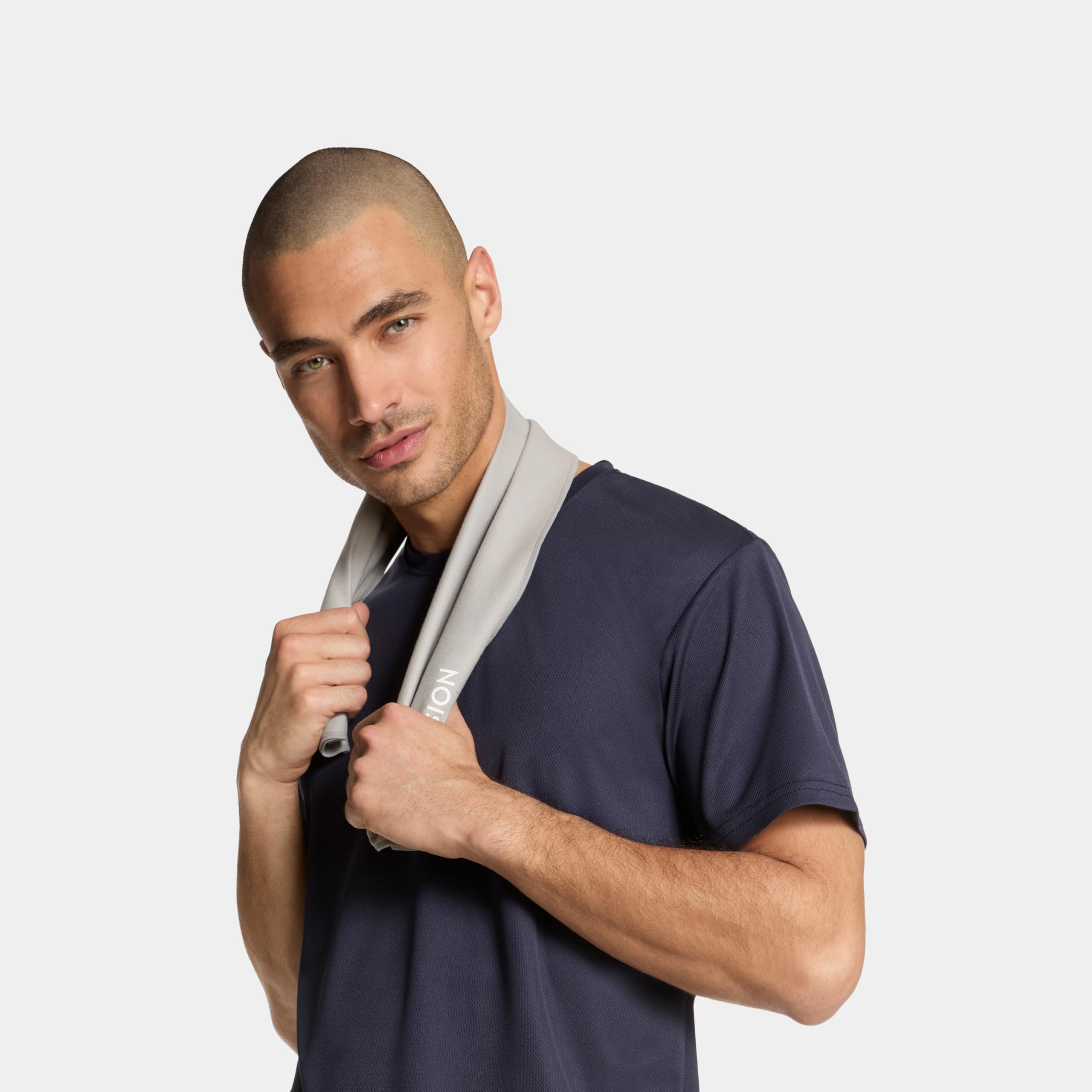 MISSION On-The-Go Cooling Towel - Soft, Lightweight Fabric - Cools Up to 2 Hours - UPF 50 Sun Protection - Machine Washable (Navy)