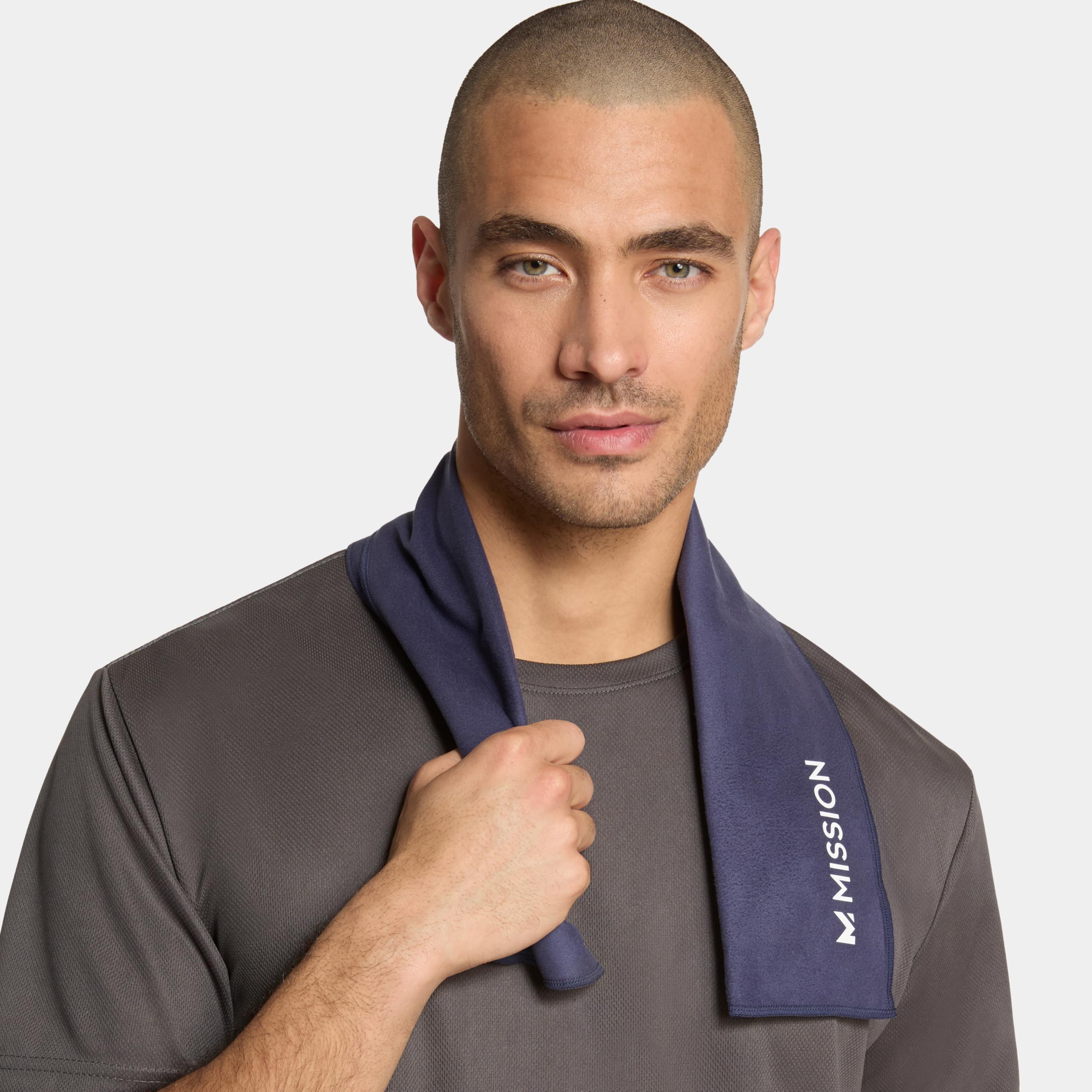 MISSION On-The-Go Cooling Towel - Soft, Lightweight Fabric - Cools Up to 2 Hours - UPF 50 Sun Protection - Machine Washable (Navy)