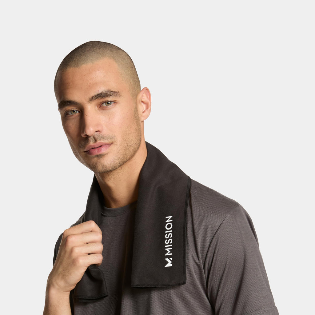 MISSION On-The-Go Cooling Towel - Soft, Lightweight Fabric - Cools Up to 2 Hours - UPF 50 Sun Protection - Machine Washable (Navy)