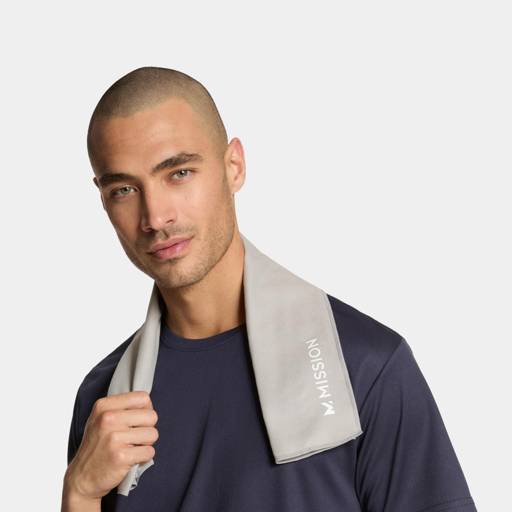 MISSION On-The-Go Cooling Towel - Soft, Lightweight Fabric - Cools Up to 2 Hours - UPF 50 Sun Protection - Machine Washable (Navy)