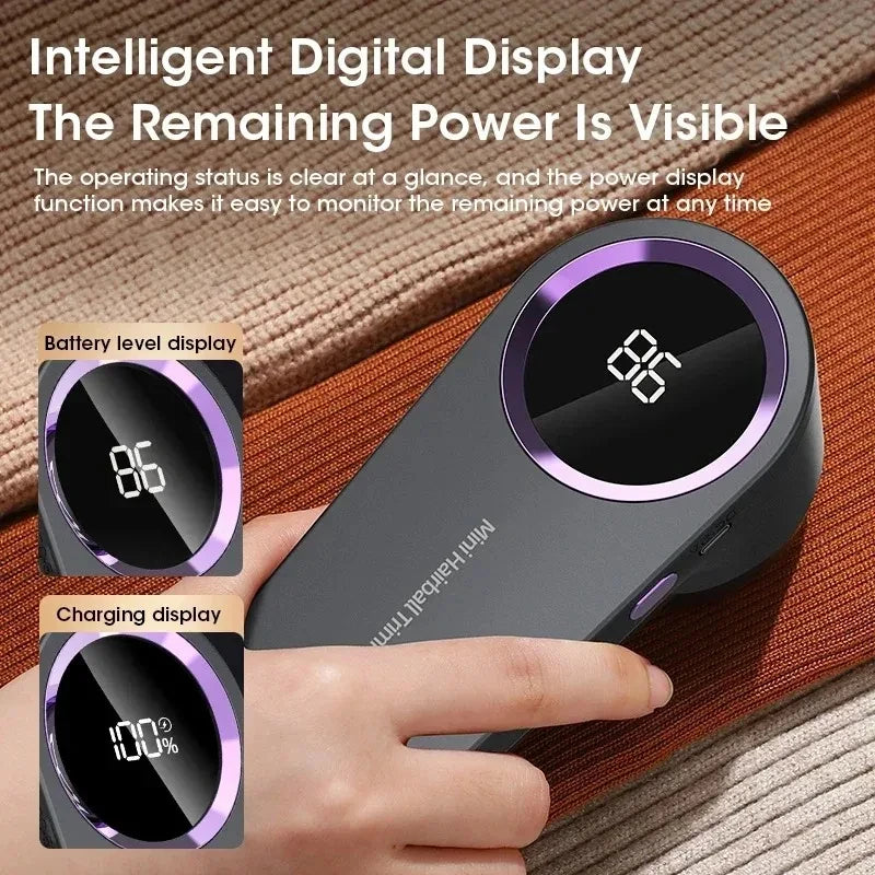 Rechargeable Electric Lint Remover with LED Display – Sweater & Fabric Shaver